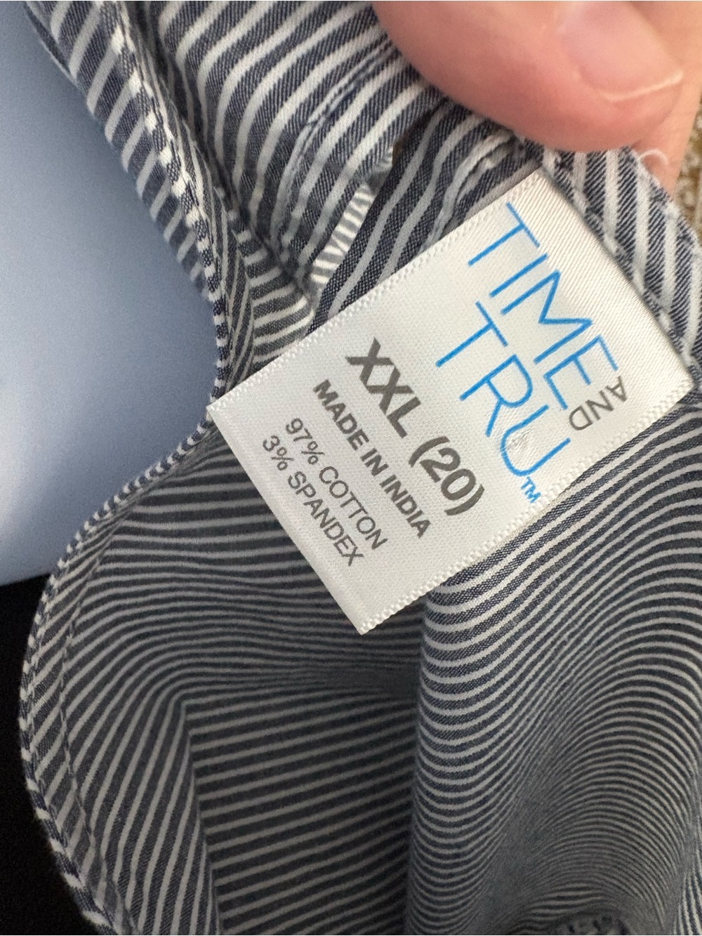 Time & Tru NWOT womens striped blue white striped pearl embelished blouse xxl/20 - Picture 7 of 8